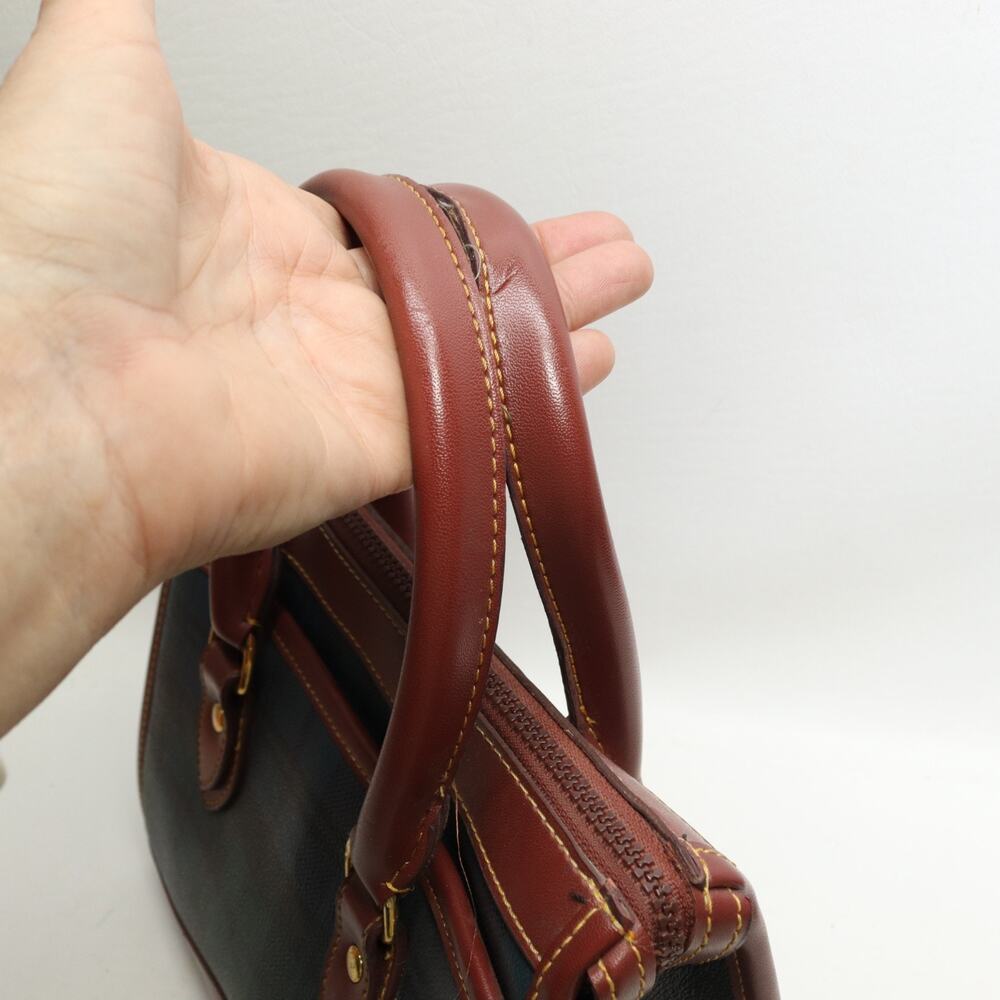Vintage Polo Ralph Lauren Plaid Boston Bag Satchel Leather Trim Top Handles - Picture 7 of 16